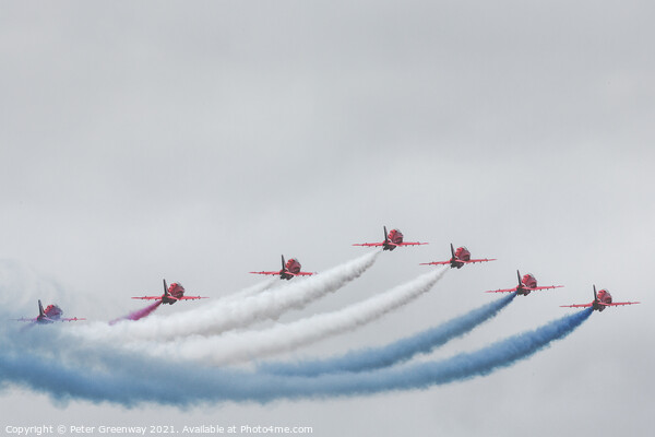 The 'Red Arrows' At Farnborough International Airshow Picture Board by Peter Greenway