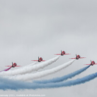 Buy canvas prints of The 'Red Arrows' At Farnborough International Airshow by Peter Greenway