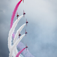 Buy canvas prints of The Red Arrows At Farnborough Airshow 2012 by Peter Greenway