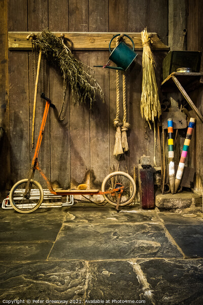 An Eclectic Mix Of An Old Scooter, Rope & Croquet  Picture Board by Peter Greenway