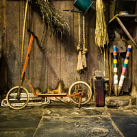 Buy canvas prints of An Eclectic Mix Of An Old Scooter, Rope & Croquet  by Peter Greenway