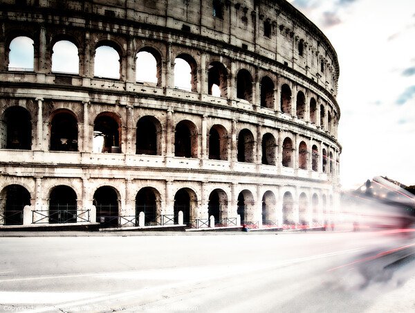 Traffic Flow Around The Colosseum In Rome, Italy Picture Board by Peter Greenway