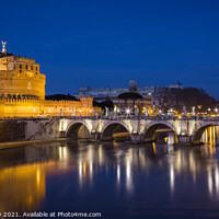 Buy canvas prints of Castel Sant Angelo, Rome, Italy At Night by Peter Greenway