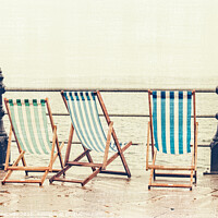 Buy canvas prints of Deckchairs In The Rain At Torquay by Peter Greenway