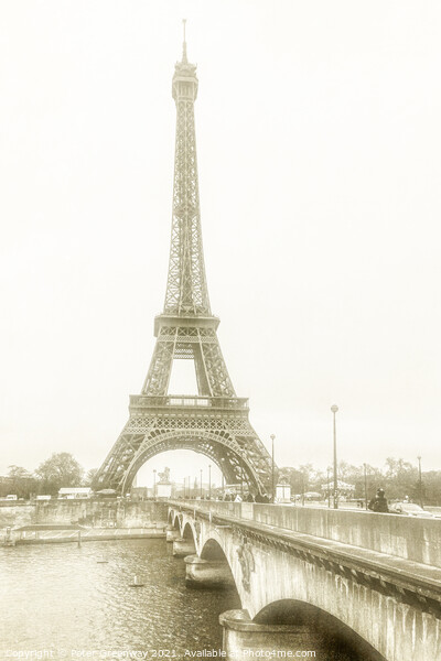 The Eiffel Tower In Winter ( Monochrome ) Picture Board by Peter Greenway