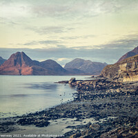 Buy canvas prints of Elgol Beach On The Isle Of Skye, Scotland At Sunset by Peter Greenway