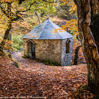 Buy canvas prints of Stone Summerhouse At Invermoriston Falls, Scottish by Peter Greenway