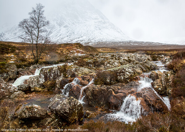 Buachaille Etive Mor Falls At Glencoe, Scottish Hi Picture Board by Peter Greenway