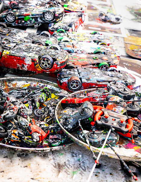 Model Cars & Controllers Splattered With Colour Pa Picture Board by Peter Greenway