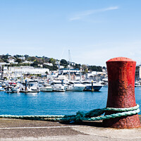 Buy canvas prints of A Red Mooring Post At Torquay Marina, Devon by Peter Greenway