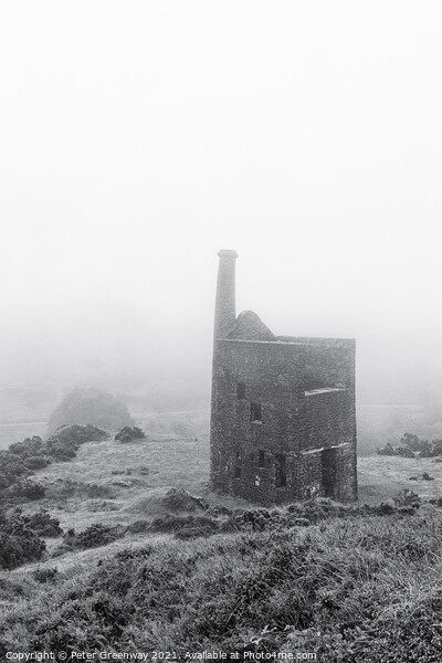 Long Abandonned 'Wheal Betsy' Mine Head On Darmoor Cloaked In Mi Picture Board by Peter Greenway