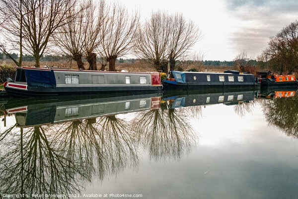 Reflections Of Trees In The Oxford Canal At Thrupp, Oxfordshire Picture Board by Peter Greenway