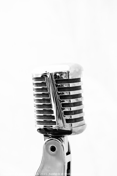  Vintage Microphone In Monochrome Picture Board by Peter Greenway