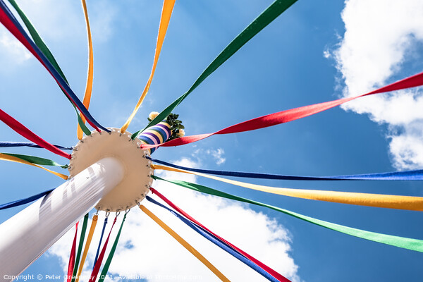 Traditional English Maypole with coloured ribbons  Picture Board by Peter Greenway