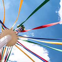 Buy canvas prints of Traditional English Maypole with coloured ribbons  by Peter Greenway
