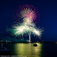Buy canvas prints of Fireworks Display Plymouth Harbour  by Peter Greenway