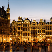 Buy canvas prints of Grand-Place at Night in Brussels, Belgium by Peter Greenway