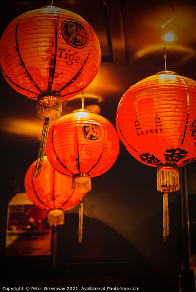 Chinese Lanterns in Chinatown, London Picture Board by Peter Greenway