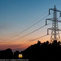 Buy canvas prints of British Electricity Power Pylons At Sunset by Peter Greenway