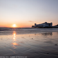 Buy canvas prints of The Grand Pier, Weston-Super-Mare At Sunset by Peter Greenway