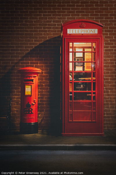 Iconic British 1940's Red Telephone & Post Box Picture Board by Peter Greenway