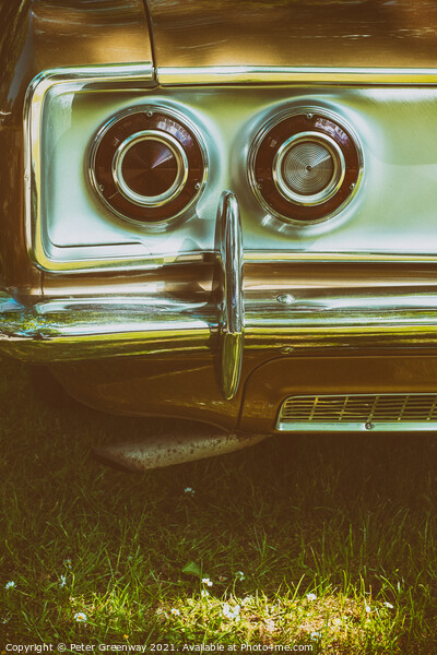 Golden American Chevrolet Corvair - Tail Lights Picture Board by Peter Greenway