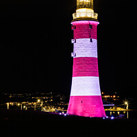 Buy canvas prints of Smeaton's Tower Illuminated At Night On The Hoe, Plymouth by Peter Greenway