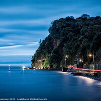 Buy canvas prints of The Famous 'Ness' Headland In Shaldon Illuminated At Night by Peter Greenway