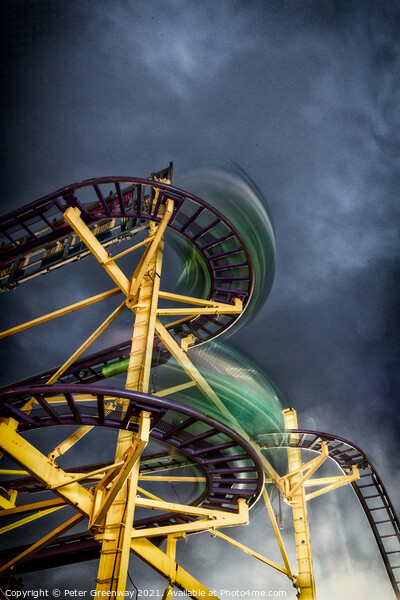 Mini Roller Coaster Ride At The Annual 'Witney Feast' Travelling Funfair In Oxfordshire Picture Board by Peter Greenway