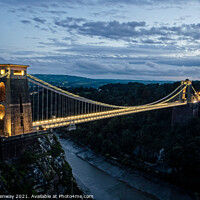 Buy canvas prints of Clifton Suspension Bridge Illuminated At Dusk by Peter Greenway