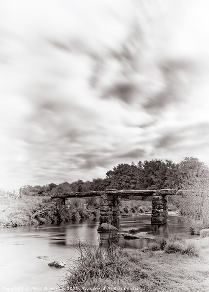 The Ancient 'Clapper Bridge' At Packbridge, Dartmoor Picture Board by Peter Greenway