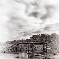 Buy canvas prints of The Ancient 'Clapper Bridge' At Packbridge, Dartmoor by Peter Greenway