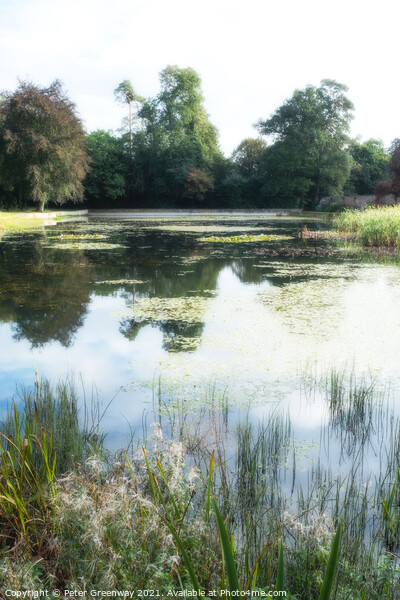 English Country House Garden Lake Picture Board by Peter Greenway