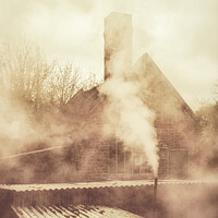 Buy canvas prints of Steam Billowing Around Heritage Industrial Buildings by Peter Greenway