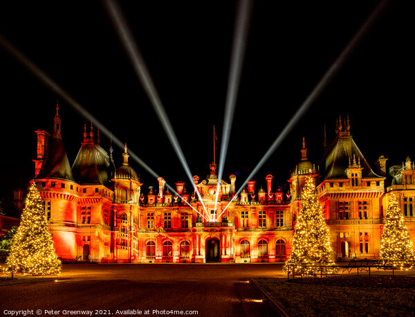 The Manor At Waddesdon Illuminated For Christmas With Winter Lights Picture Board by Peter Greenway