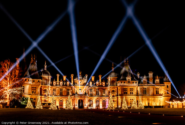 The Manor At Waddesdon Illuminated For Christmas With Winter Lights Picture Board by Peter Greenway