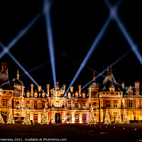 Buy canvas prints of The Manor At Waddesdon Illuminated For Christmas With Winter Lights by Peter Greenway
