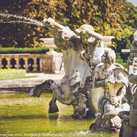Buy canvas prints of Ornamental Parterre Fountain Statue At The Manor In Waddesdon by Peter Greenway