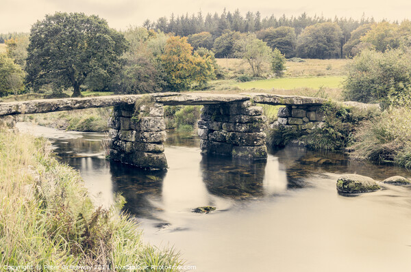 The Ancient 'Clapper Bridge' At Packbridge, Dartmoor, Devon Picture Board by Peter Greenway
