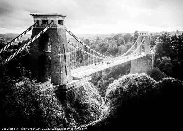 Clifton Suspension Bridge Avon In Monochrome Picture Board by Peter Greenway