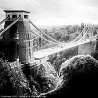 Buy canvas prints of Clifton Suspension Bridge Avon In Monochrome by Peter Greenway