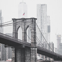 Buy canvas prints of Brooklyn Bridge From New York Harbour by Peter Greenway
