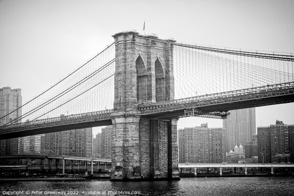 Brooklyn Bridge From New York Harbour Picture Board by Peter Greenway