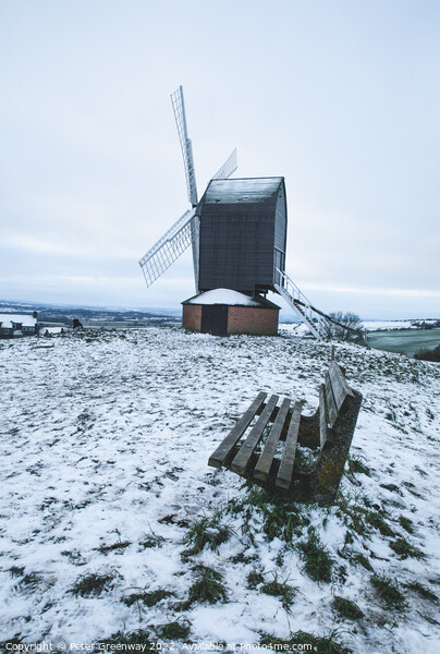 Brill Windmill On A Snowy Day In Winter Picture Board by Peter Greenway
