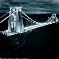 Buy canvas prints of Clifton Suspension Bridge Illuminated At Night by Peter Greenway