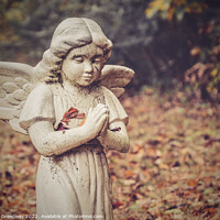 Buy canvas prints of Graveside Angel at The Denson Landing Cemetery, Tennessee by Peter Greenway