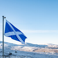 Buy canvas prints of The Scottish Flag Flying In The Cairngorm Ski-Resort In The Scot by Peter Greenway