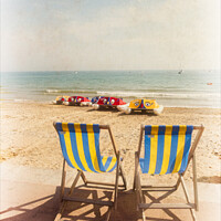 Buy canvas prints of English Seaside Striped Deckchairs Overlooking The by Peter Greenway