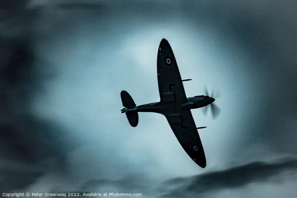 Silhouette Of A RAF Supermarine Spitfire Picture Board by Peter Greenway