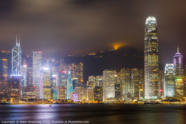 Tsimshatsui Harbour At Night, Hong Kong Picture Board by Peter Greenway